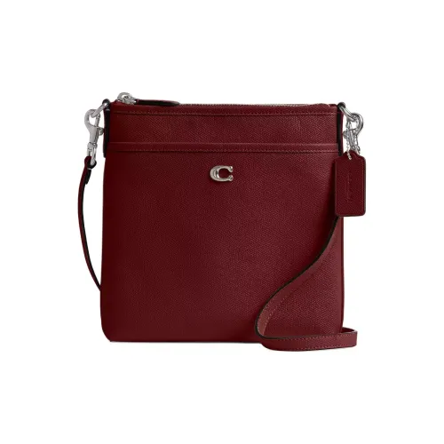 COACH KittMessenger Крестообразная текстура Кожа Курьерская сумка Сумки через плечо Сумка через плечо Маленькая Женская Темно-красная