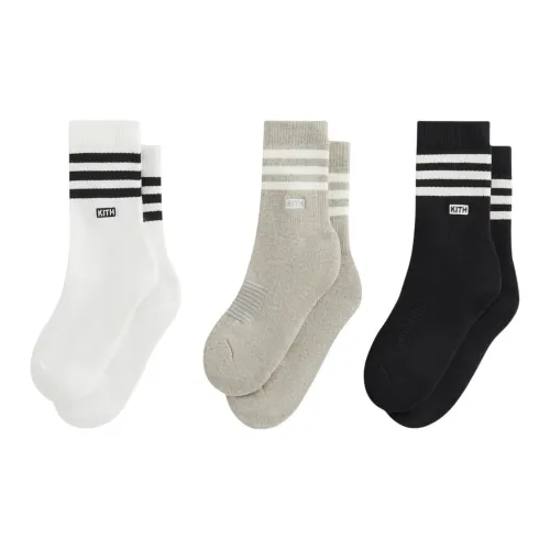 Kith 3 шт Белый+Серый+Черный Унисекс MID Носки до икры