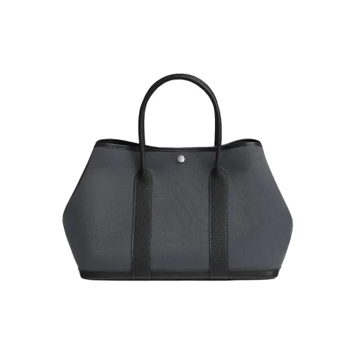 HERMES Garden Party Холст с Negonda Телячья кожа Сумка Женская Alvado Цвет Черный