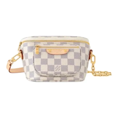 LOUIS VUITTON Bumbag Покрытый холст Бананка Мини Женская Белая Шахматный узор