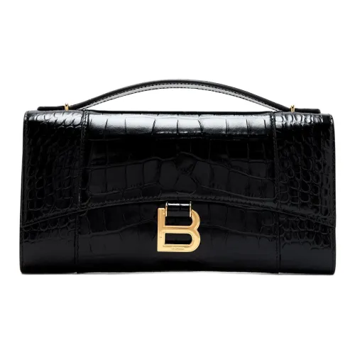 Balenciaga HOURGLASS Телячья кожа Одно плечо Сумка Стандартная Женская Черная