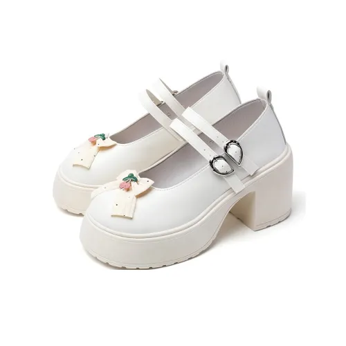 OLDDESIRE Грубый каблук Туфли Мэри Джейн Женские Бежевые