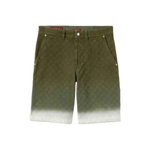 GUCCI Джинсовые шорты Мужской Лесной зеленый Белый Градиентный