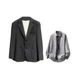 Dark Gray (Бизнес костюм + Серый рубашка + Полосатый галстук)