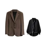 Кофейный коричневый (Бизнес-костюм + Черная рубашка + Галстук)
