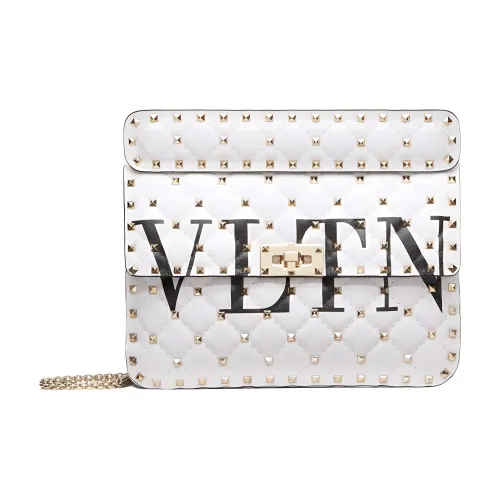 Valentino RockstudVLTN Кожа Портативный Crossbody Сумка Сумка через плечо Женская Белая