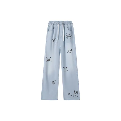 YIWEN Светло-синие унисекс джинсы