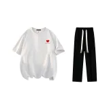 Комплект одежды (Белая и Серая футболка + Черные повседневные штаны)