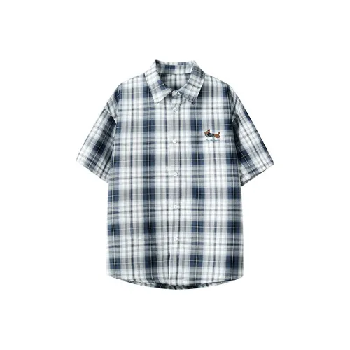 KEIRANDUN Синяя клетка Унисекс Рубашки