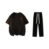 Комплект одежды (Черная футболка + Черные повседневные штаны)