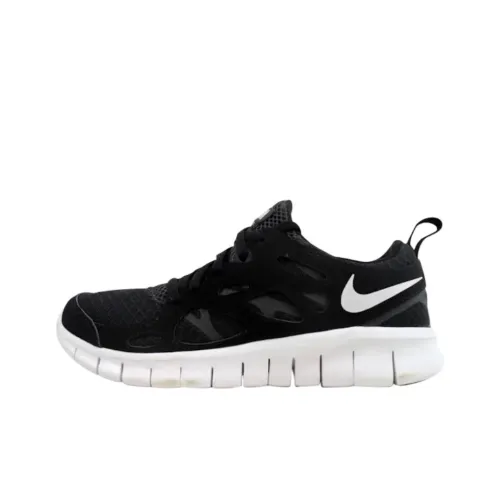 Nike Free Run 2,0 Устойчивый к истиранию Низкий Топ Детские Беговые Кроссовки Черный Белый Подростки