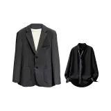 Dark Gray (Бизнес костюм + Черная рубашка + Полосатый галстук)