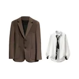 Кофейный коричневый (Бизнес-костюм + Белая рубашка + Галстук)