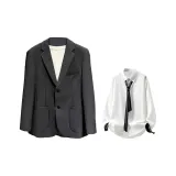 Dark Gray (Бизнес костюм + Белая рубашка + Полосатый галстук)