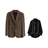 Coffee Brown (Бизнес костюм + Черная рубашка + Полосатый галстук)