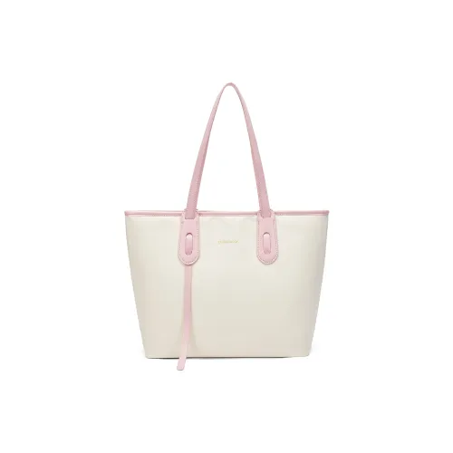CORALDAISY Ткань Тоут Сумка Сумка для покупок Сумка Сумка через плечо Женская Бежевая и Розовая