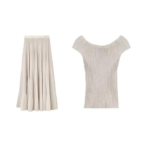 BIFH Кофе V Шея Топ, Хаки Юбка Без Ремня Женские Комплекты с Юбкой