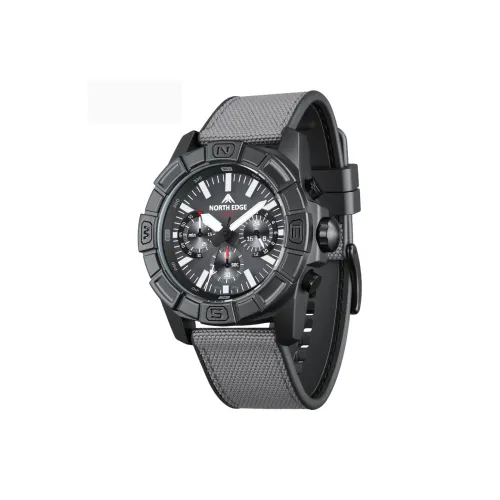 NORTH EDGE Светильник Кварцевый механизм TPR Нейлоновый ремешок Часы Унисекс Черный циферблат