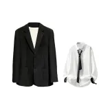 Black (Бизнес костюм + Белая рубашка + Полосатый галстук)