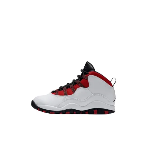 Jordan Air Джордан 10 Устойчивый к истиранию MID Топ Детские баскетбольные кроссовки Белый Черный Красный Для детей 3-7 лет