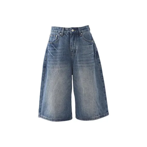 SHIJI YC 4270 Темно-синие Штаны капри Женские Джинсовые шорты