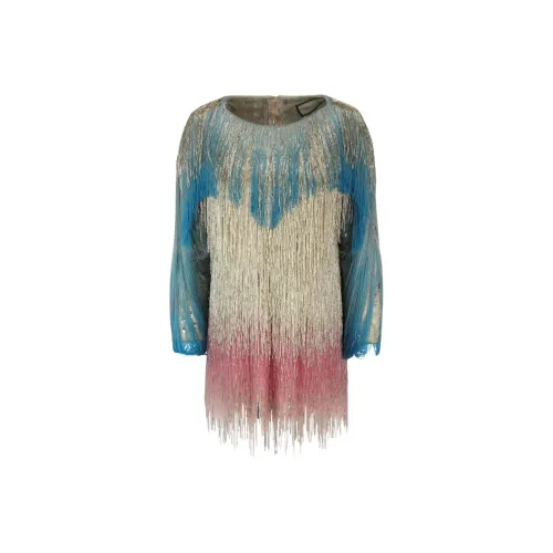 GUCCI Длинное платье с длинными рукавами женское многоцветное