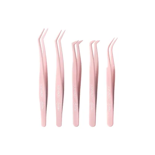 JONBOS Вискоза Резистентные Пинцет для Искусственных Надбровных Ресниц с Клипами Золотое Перо Косметический Набор из 5 Штук