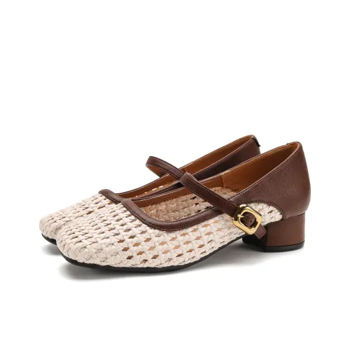 SAFIYA Туфли Мэри Джейн Бежево-коричневые Женские