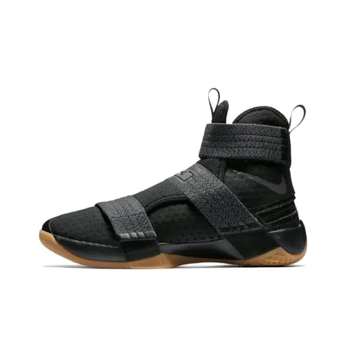 Nike Zoom Soldier 10 Устойчивые к истиранию Высокие Баскетбольные кроссовки Унисекс Черные