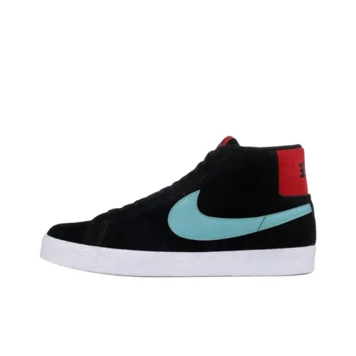 Nike Устойчивые к истиранию MID Скейтборд Кроссовки Унисекс Черный Синий