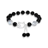 Браслет с бусинами "Fortune Kitten" - черный