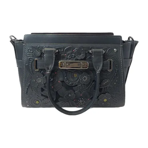 COACH Swagger Классическая сумка через плечо из коровьей кожи сумка большого размера женская черная