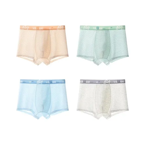 Хлопок, 4 шт, синий + серый + зеленый + желтый, школьный возраст, нижнее белье
