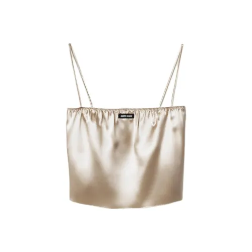 MIU MIU Топ на бретелях Женский Пустынный Бежевый