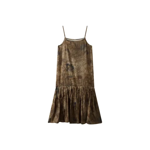 JINGBUTIAN Юбка-платье Женское Винтажный Цветочный Дизайн