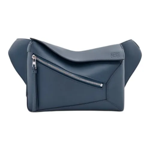 LOEWE Пазл Телячья кожа Бананка Маленький Мужской Индиго