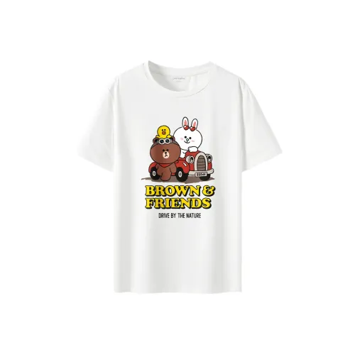 LINE FRIENDS Brown Bear Connie Rabbit T-рубашка унисекс