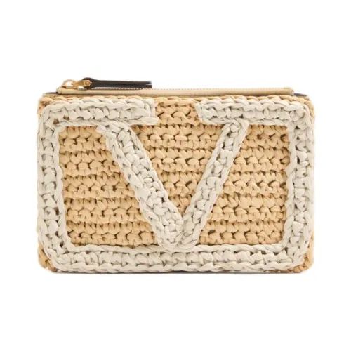 Valentino Рафия Клатч Стандартный Женский Бежевый