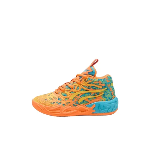 PUMA Lamelo Ball Детская баскетбольная обувь Mid Топ Оранжевый Синий Kids