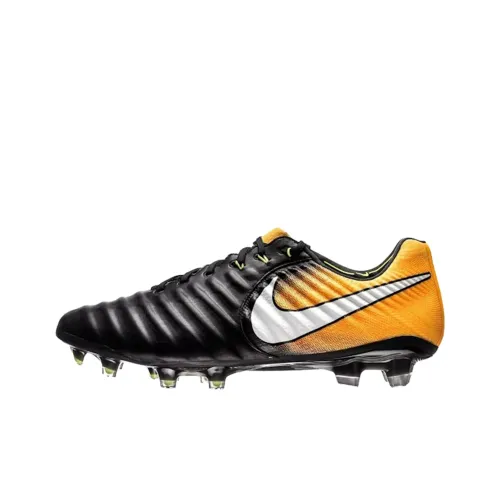 Nike Tiempo Legend 7 FG Твердый Грунт Устойчивые к Износу Футбольные Бутсы Унисекс Черный Желтый