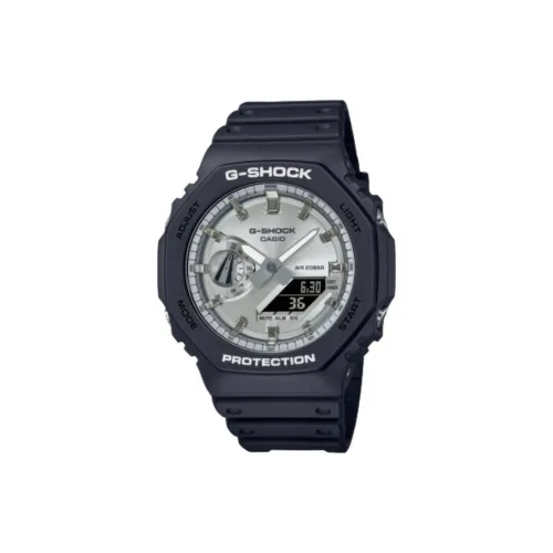 CASIO 2100 Series Кварцевый механизм Смольный ремешок Часы Мужские Циферблат Серебристый