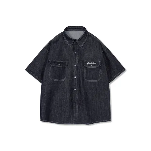 NEAR HERE Синий Унисекс Рубашки