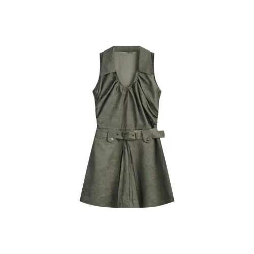 AFGGD Армейский зеленый Женские Платья без рукавов