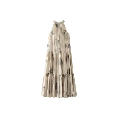 Ning Cai Yuer Без рукавов Платье Женское Абрикосовое