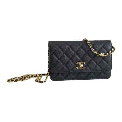 CHANEL WOC Зернистая текстура кожа личи коровья кожа сумка через плечо кошелек женский черный