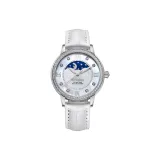 Серебряный корпус, белый ремешок