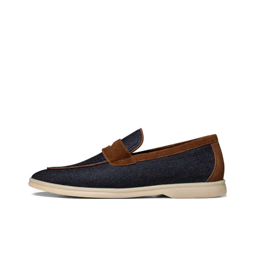 THOM WILLS Fashion Minimalist Style Denim Patchwork Casual Slip-On Loafers Men's Dark Blue THOM WILLS Fashion Minimalist Style Деним Пэчворк Повседневные Лоферы Slip-On Мужские Темно-Синий