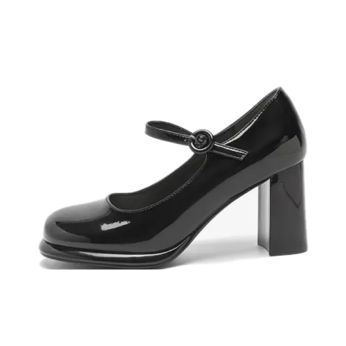Shoe Lady Высокие каблуки с грубым каблуком Туфли Мэри Джейн 7,5 см Женские