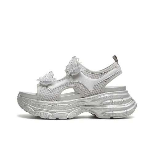 teenmix Кристальная Бабочка увеличивающая высоту Спортивные кроссовки с толстой подошвой Пляжные сандалии Женские