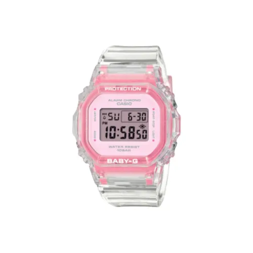 CASIO Малыш G Коллекция Кварцевый механизм Смольный ремешок Часы Женские Розовый циферблат